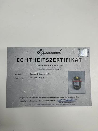 Charles Leclerc Formel 1 Replica Helm signiert Autogramm COA 1:1