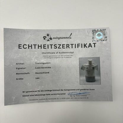 DFB Trainingsshirt Leon Goretzka signiert Adidas COA Autogramm 164