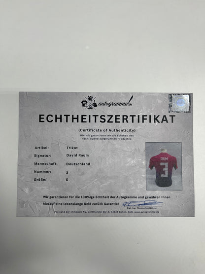 DFB Trikot David Raum signiert Adidas COA Deutschland Autogramm S