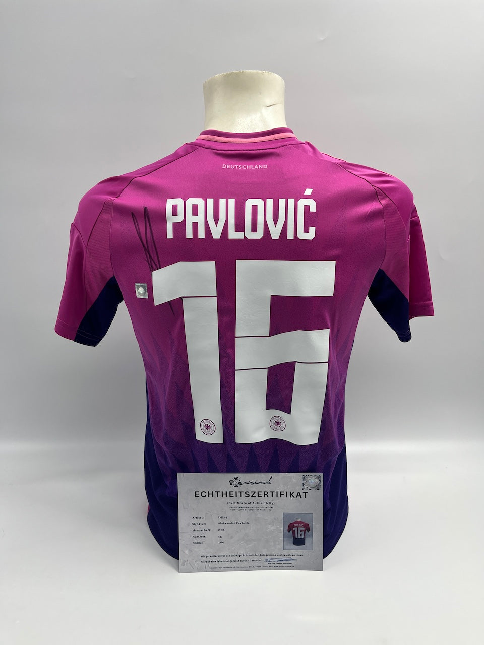 DFB jersey Aleksandar Pavlovic signed Adidas COA Germany Autograph 164