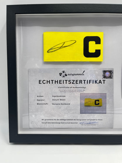 Kapitänsbinde Donyell Malen signiert im Rahmen Borussia Dortmund Autogramm COA
