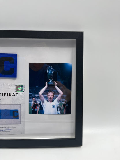 Captain's armband Horst Hrubesch signed in the frame DFB football autograph COA