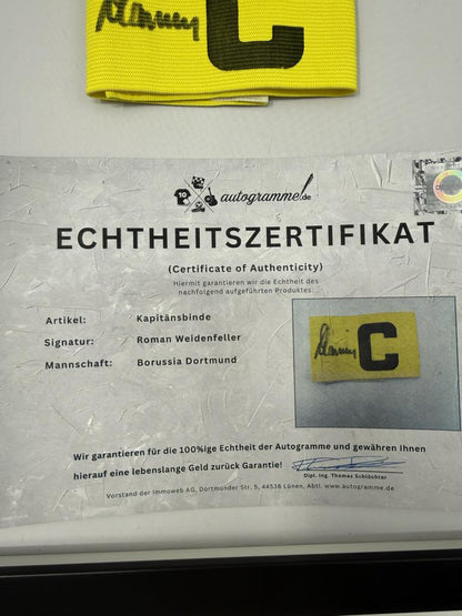 Kapitänsbinde Roman Weidenfeller signiert im Rahmen Borussia Dortmund Autogramm COA