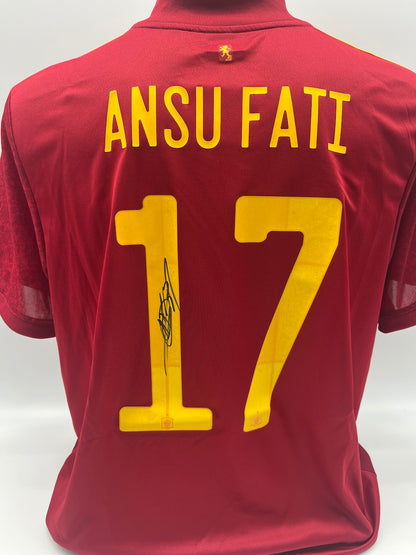 Spain jersey Ansu Fati signed Adidas COA Autograph XL
