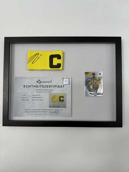 Kapitänsbinde Jude Bellingham signiert im Rahmen Borussia Dortmund COA Autogramm