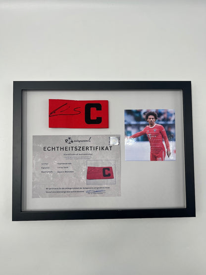 Kapitänsbinde Leroy Sane signiert im Rahmen Bayern München Autogramm COA