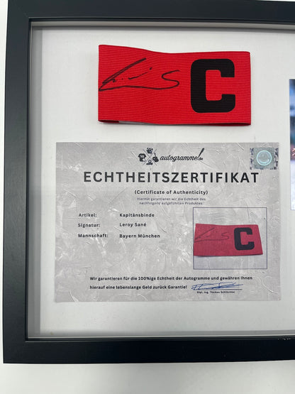 Kapitänsbinde Leroy Sane signiert im Rahmen Bayern München Autogramm COA