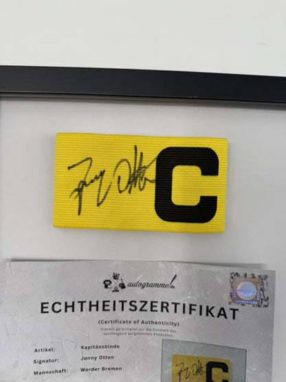 Kapitänsbinde Jonny Otten signiert im Rahmen Werder Bremen COA Fußball