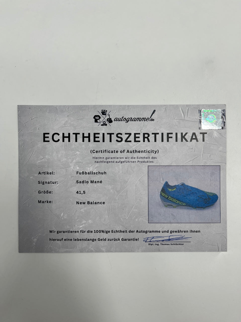 Fußballschuh Sadio Mane signiert Autogramm Bundesliga New Balance 41,5
