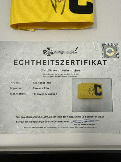 Kapitänsbinde Giovane Élber signiert im Rahmen Bayern München Autogramm COA
