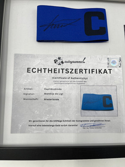 Kapitänsbinde Matthijs de Ligt signiert im Rahmen Niederlande Autogramm COA