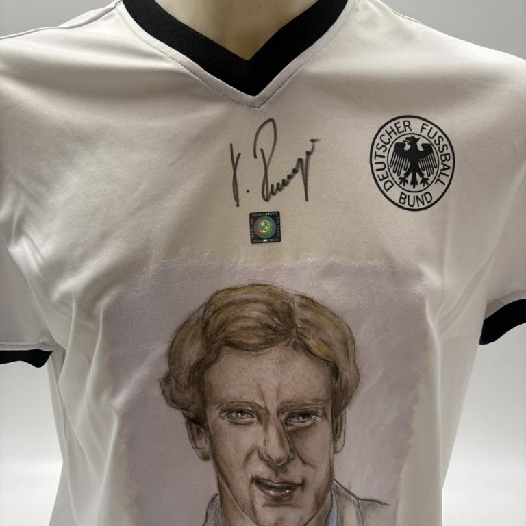 DFB Repro Shirt Portrait Karl-Heinz Rummenigge handgemalt und signiert M