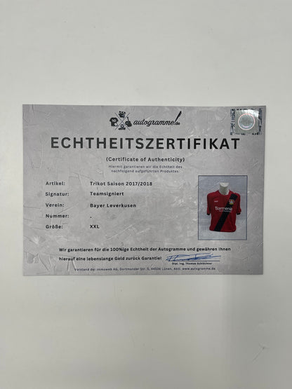 Bayer Leverkusen Trikot 2017/2018 Teamsigniert Autogramm COA Jako XXL