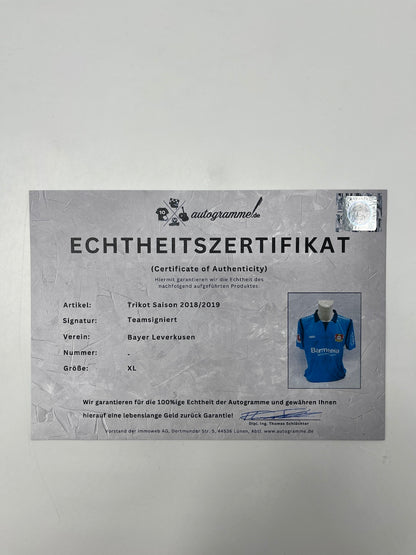 Bayer Leverkusen Trikot 2018/2019 Teamsigniert Autogramm COA Jako XL