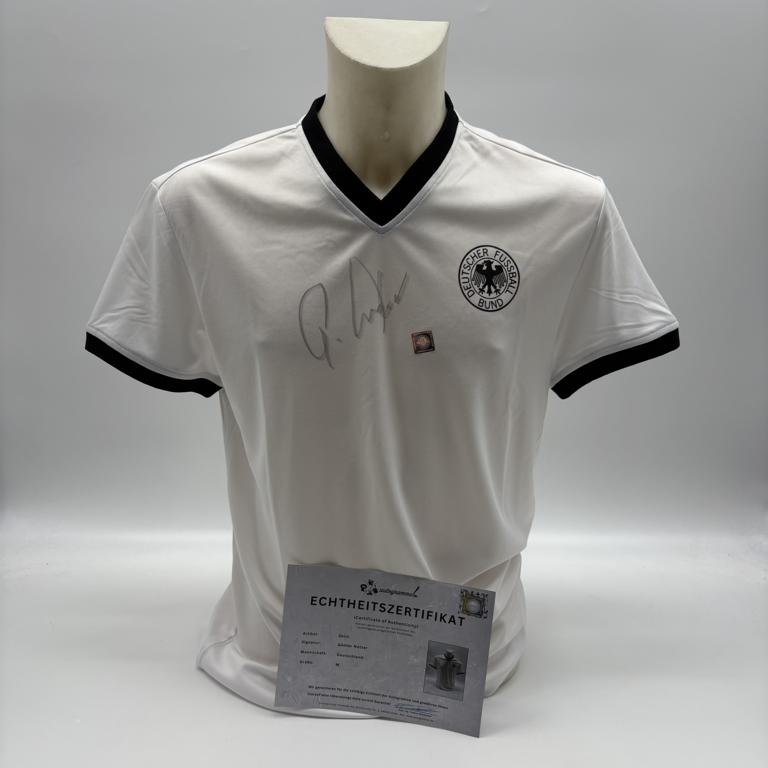 Deutschland T-Shirt Günter Netzer signiert DFB Neu Autogramm M
