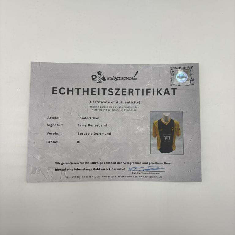 Borussia Dortmund Sondertrikot Ramy Bensebaini signiert Puma COA  Autogramm XL