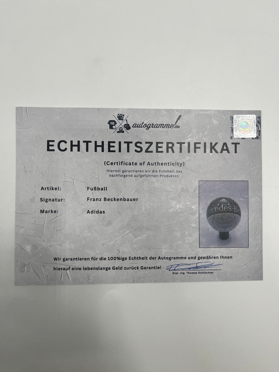 Football Franz Beckenbauer signs Kaiser New COA Mercedes Autograph