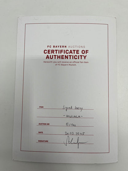 Bayern Munich jersey signed by Jamal Musiala in a COA Adidas frame