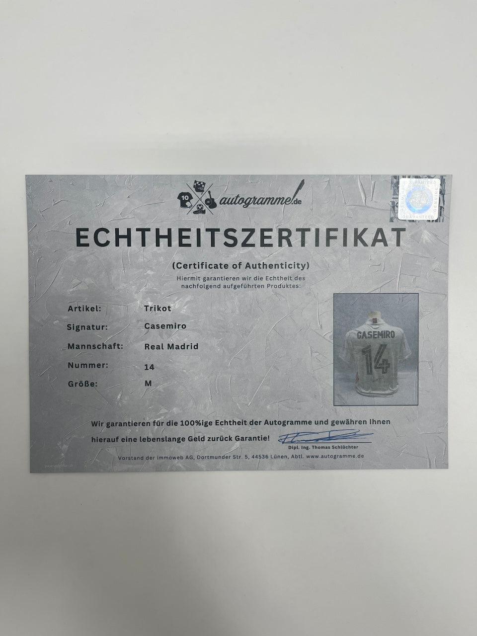 Real Madrid Trikot Casemiro signiert Autogramm Adidas COA M