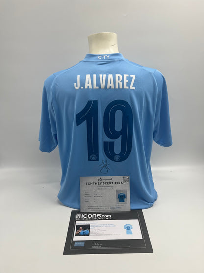 Manchester City Trikot Julian Alvarez signiert Autogramm Puma COA XL