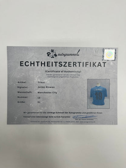 Manchester City Trikot Julian Alvarez signiert Autogramm Puma COA XL