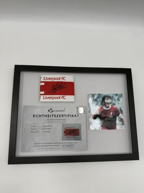 Kapitänsbinde Kevin Keegan signiert im Rahmen FC Liverpool Autogramm COA Fußball