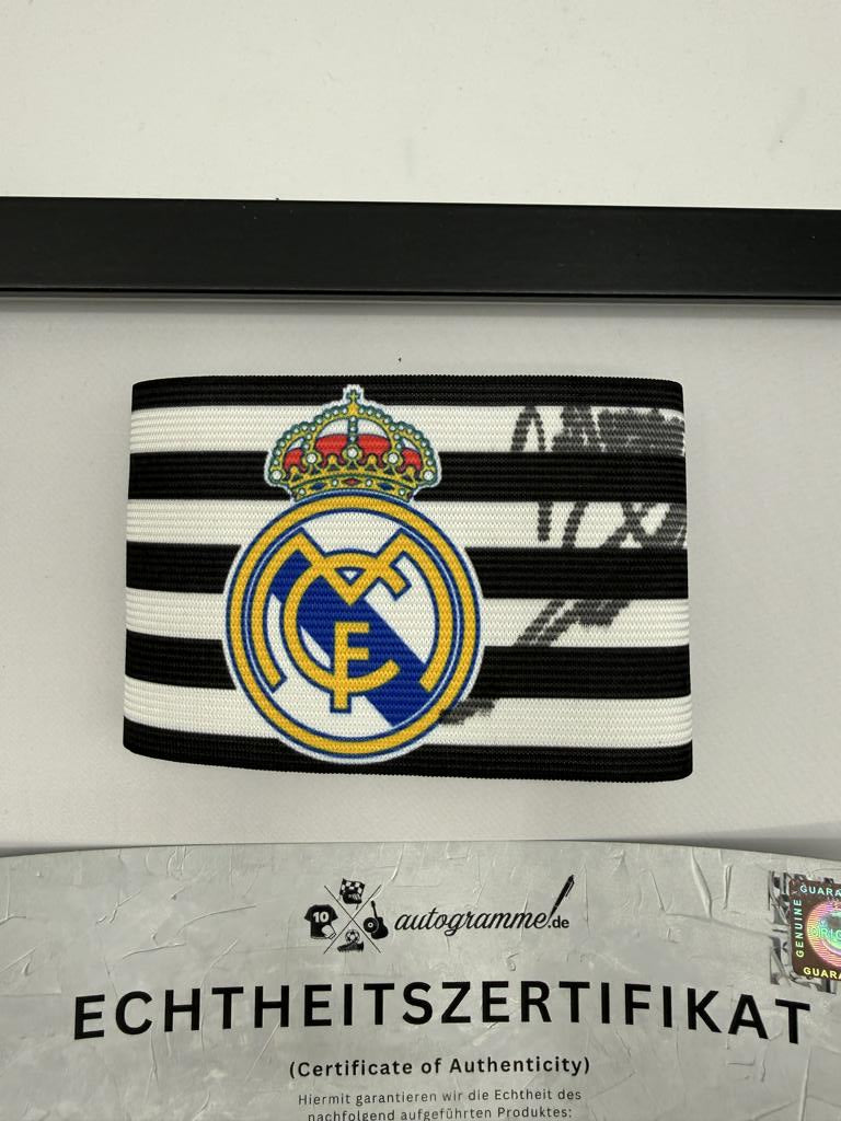 Kapitänsbinde Zinédine Zidane signiert im Rahmen Real Madrid COA Autogramm