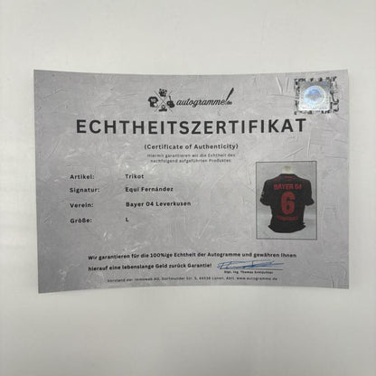 Bayer Leverkusen Trikot Equi Fernandez signiert New Balance COA Autogramm L