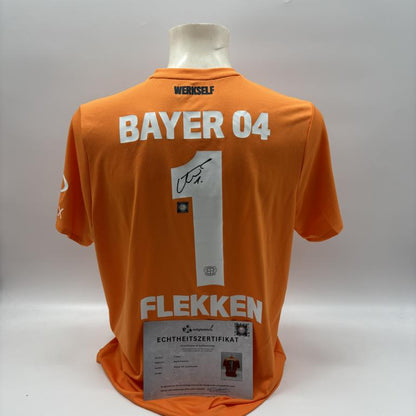 Bayer Leverkusen Authentic Trikot Mark Flekken signiert New Balance COA Autogramm L
