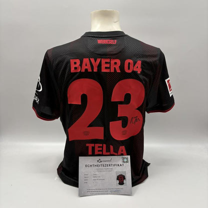Bayer Leverkusen Trikot Nathan Tella  signiert New Balance COA Autogramm L