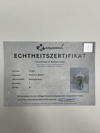 DFB Trikot Andreas Möller signiert Adidas COA Deutschland Autogramm M