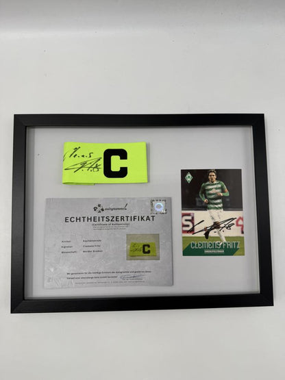 Kapitänsbinde Clemens Fritz signiert im Rahmen Werder Bremen COA Fußball