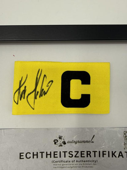 Kapitänsbinde Horst Hrubesch signiert im Rahmen Hamburger SV Autogramm COA