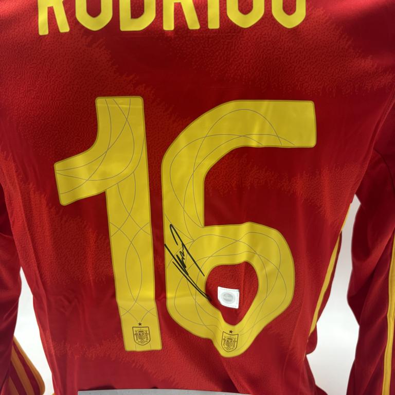 Spanien Trikot langarm Rodri signiert Adidas COA Autogramm M