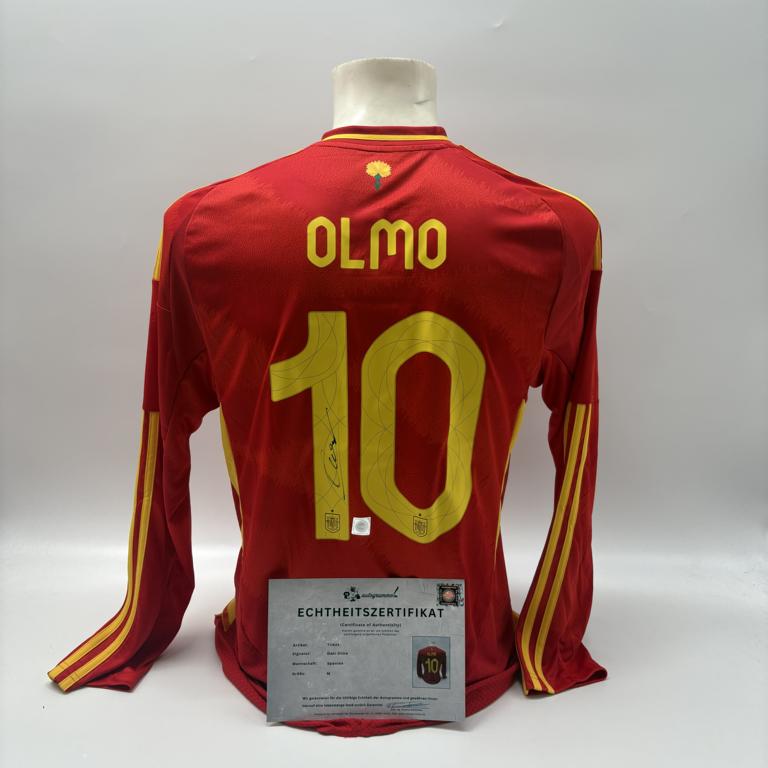 Spanien Trikot langarm Dani Olmo signiert Adidas COA Autogramm M