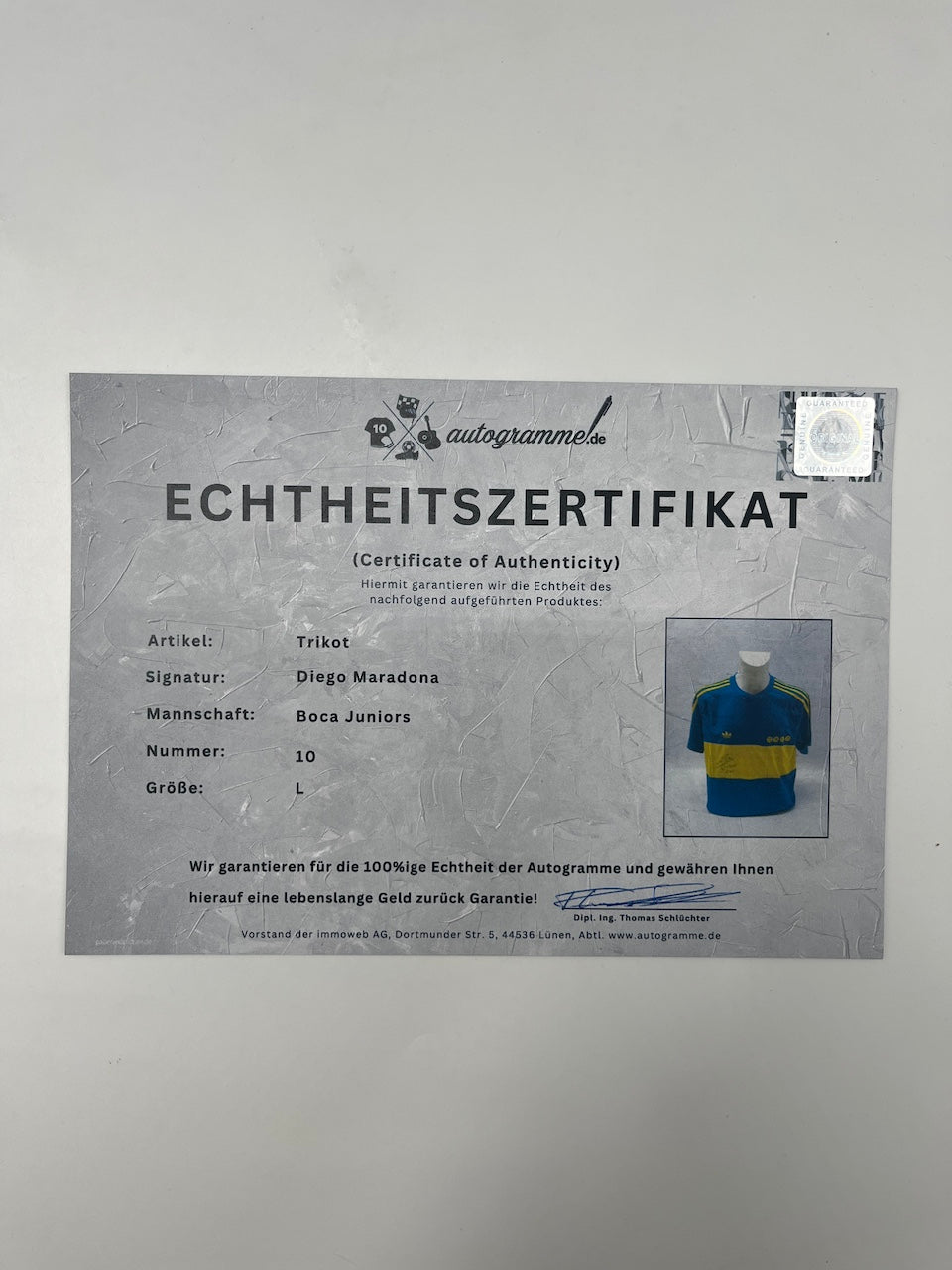 Boca Junior Trikot Diego Maradona signiert Autogramm COA L