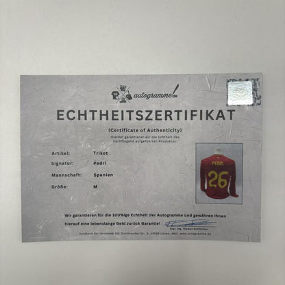 Spanien Trikot langarm Pedri signiert Adidas COA Autogramm M