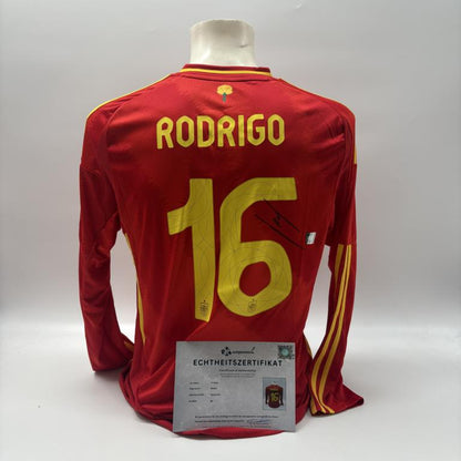 Spanien Trikot langarm Rodri signiert Adidas COA Autogramm M