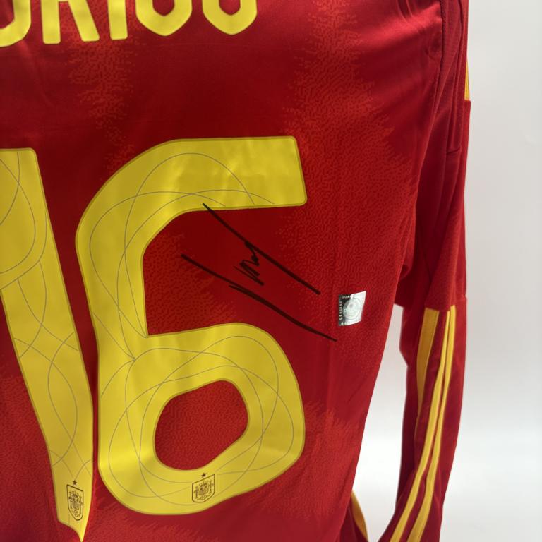 Spanien Trikot langarm Rodri signiert Adidas COA Autogramm M