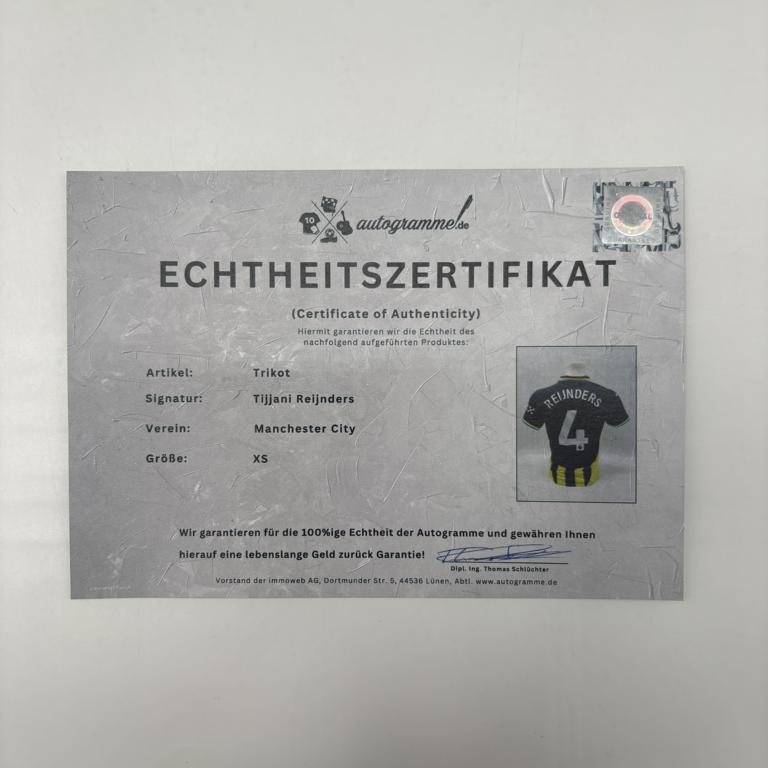 Manchester City Trikot Tijjani Reijnders signiert Autogramm Puma COA neu XS