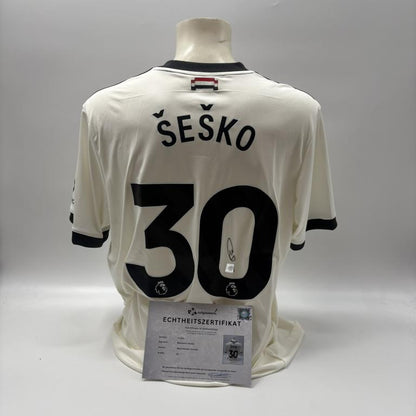 Manchester United Trikot Benjamin Sesko signiert Autogramm Adidas COA XL