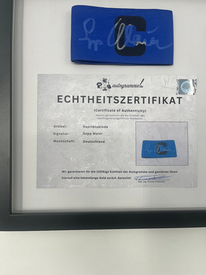 Captain's armband signed by Sepp Maier as part of the DFB football autograph
