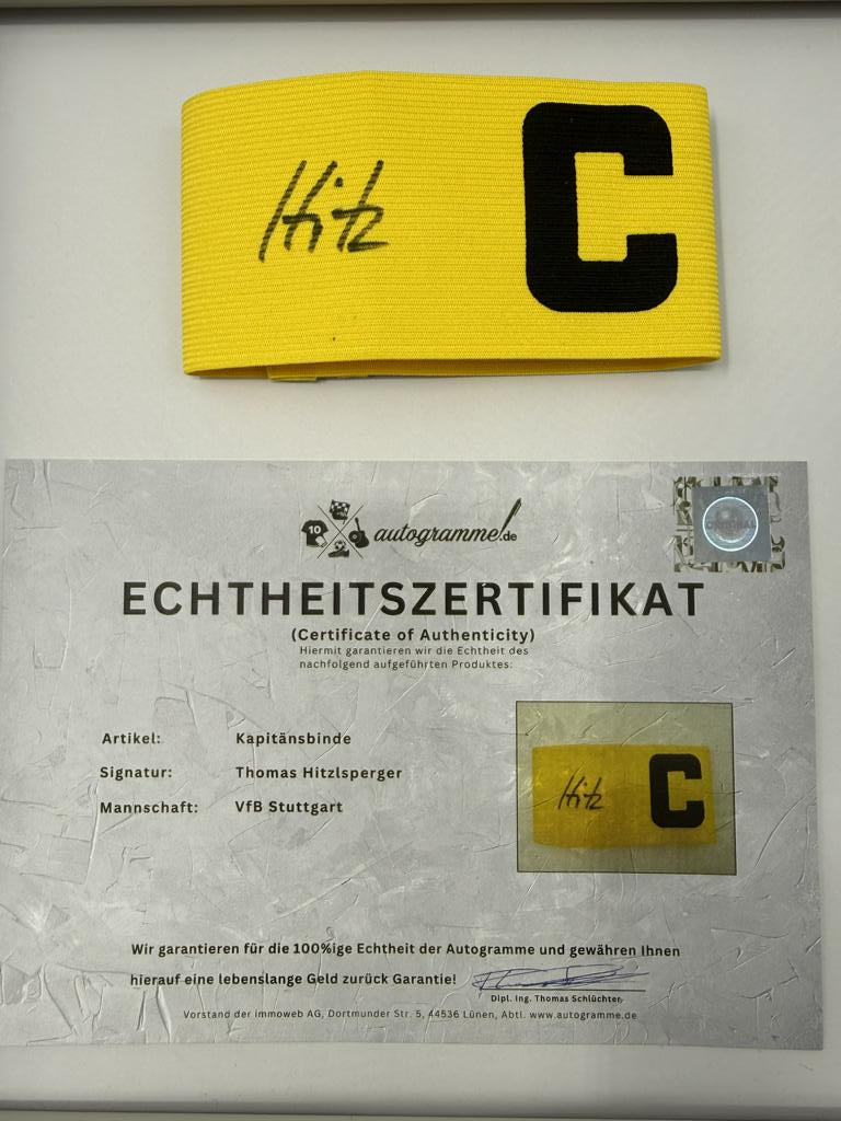 Kapitänsbinde Thomas Hitzlsperger signiert im Rahmen VFB Stuttgart Fußball COA
