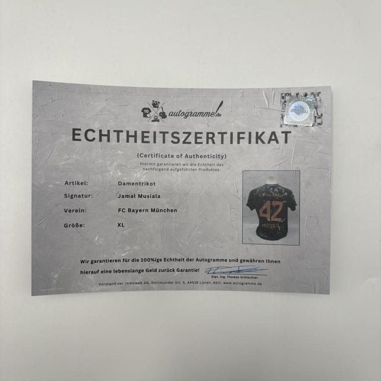 Bayern München Damentrikot Jamal Musiala signiert Autogramm Adidas COA XL