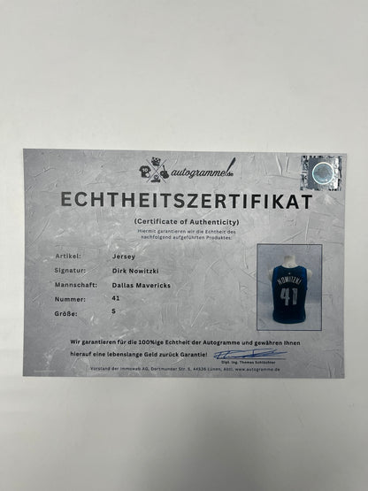 Dallas Mavericks Jersey Dirk Nowitzki signiert NBA Basketball COA S
