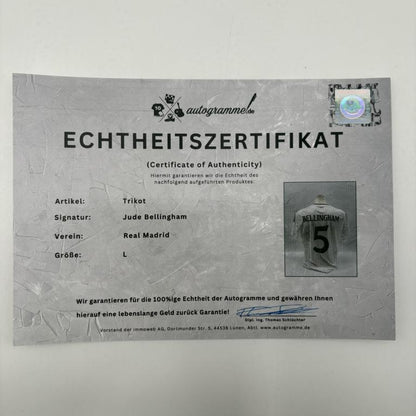 Real Madrid Trikot Jude Bellingham signiert Autogramm Adidas COA L