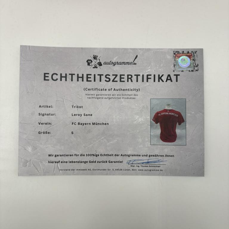 Bayern München Trikot Leroy Sane signiert Autogramm Adidas COA S