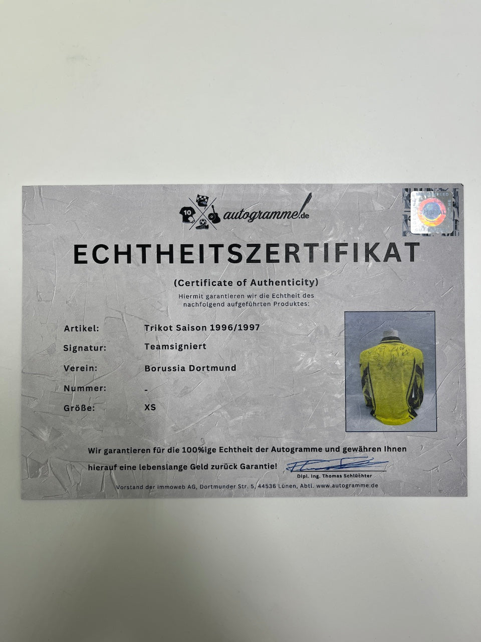 BVB Trikot 1996/1997 Teamsigniert Borussia Dortmund Nike XS