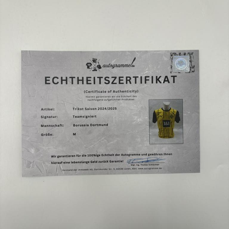 BVB Trikot 2024/2025 Teamsigniert Borussia Dortmund COA Puma neu M