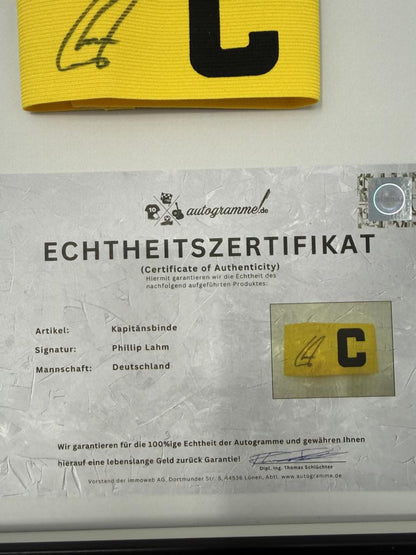 Kapitänsbinde Philipp Lahm signiert im Rahmen Deutschland Fußball Autogramm